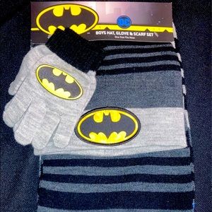 Batman hat, gloves, and scarf set